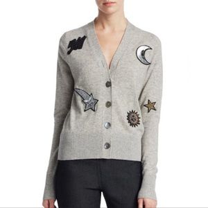 Cinq à Sept Gray Cardigan with Star and Moon Appliqués